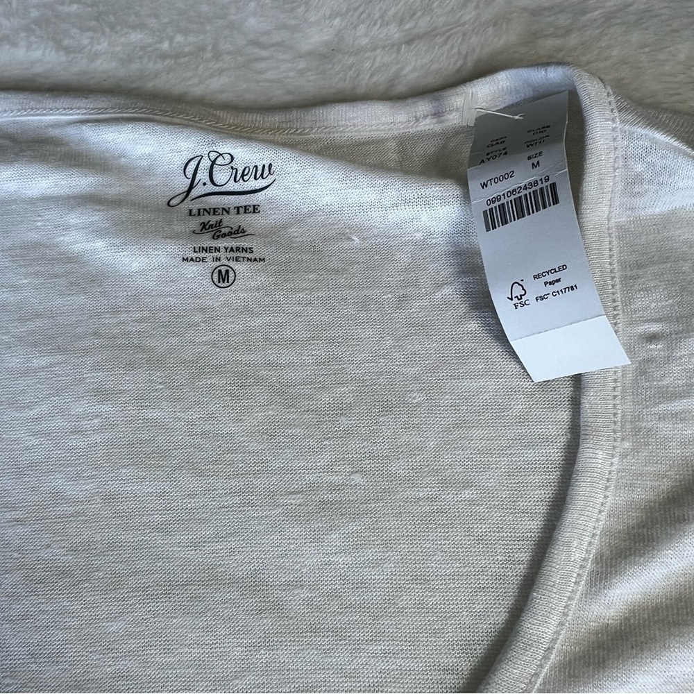 J.Crew 100% Linen Relaxed Tee White Color Size Medium - Picture 8 of 10